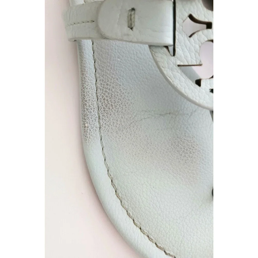 Tory Burch Miller Thong Sandal Ice Blue Pebbled Leather 7.5M w Dustbag